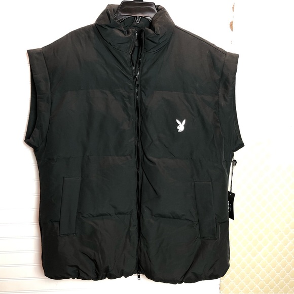 NWT Playboy by Pacsun Puffer Vest Black Oversized Sz M/L - Picture 2 of 9
